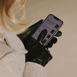 Rosemary (black) - Extra long gloves from lambskin leather with silk lining and touchscreen feature