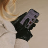 Rosemary (black) - Extra long gloves from lambskin leather with silk lining and touchscreen feature