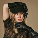 Rosemary (black) - Extra long gloves from lambskin leather with silk lining and touchscreen feature