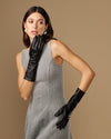 Rosemary Mid-forearm (black) - Women's lambskin leather gloves with silk lining & touchscreen feature