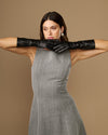 Rosemary Mid-forearm (black) - Women's lambskin leather gloves with silk lining & touchscreen feature
