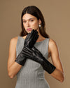 Rosemary Mid-forearm (black) - Women's lambskin leather gloves with silk lining & touchscreen feature