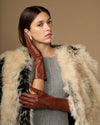Rosemary Mid-forearm (chestnut brown) - Women's lambskin leather gloves with silk lining & touchscreen feature