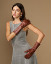 Rosemary Mid-forearm (chestnut brown) - Women's lambskin leather gloves with silk lining & touchscreen feature