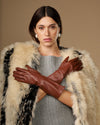 Rosemary Mid-forearm (chestnut brown) - Women's lambskin leather gloves with silk lining & touchscreen feature