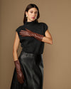 Rosemary Mid-forearm (chocolate brown) - Women's lambskin leather gloves with silk lining & touchscreen feature
