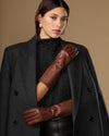 Rosemary Mid-forearm (chocolate brown) - Women's lambskin leather gloves with silk lining & touchscreen feature