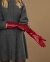 Rosemary Mid-forearm (red) - Women's lambskin leather gloves with silk lining & touchscreen feature