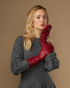 Rosemary Mid-forearm (red) - Women's lambskin leather gloves with silk lining & touchscreen feature