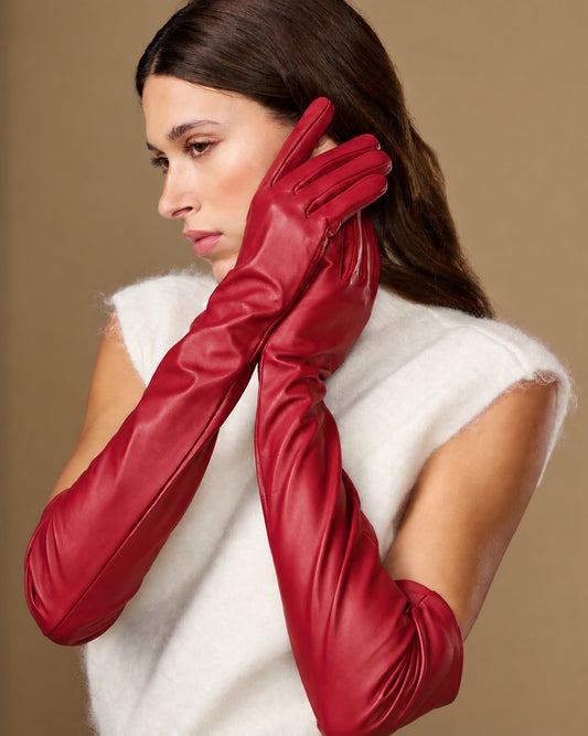 Rosemary Opera (red) - Women's lambskin leather gloves with silk lining & touchscreen feature