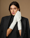 Rosemary Mid-forearm (white) - Women's lambskin leather gloves with silk lining & touchscreen feature