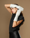 Rosemary Mid-forearm (white) - Women's lambskin leather gloves with silk lining & touchscreen feature