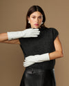 Rosemary Mid-forearm (white) - Women's lambskin leather gloves with silk lining & touchscreen feature