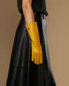 Rosemary Mid-forearm (yellow) - Women's lambskin leather gloves with silk lining & touchscreen feature
