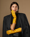 Rosemary Mid-forearm (yellow) - Women's lambskin leather gloves with silk lining & touchscreen feature