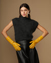 Rosemary Mid-forearm (yellow) - Women's lambskin leather gloves with silk lining & touchscreen feature