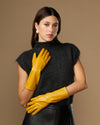 Rosemary Mid-forearm (yellow) - Women's lambskin leather gloves with silk lining & touchscreen feature
