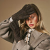 Roxanne (brown) - Women’s patchwork sheepskin gloves with warm sheep fur lining