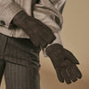 Roxanne (brown) - Women’s patchwork sheepskin gloves with warm sheep fur lining