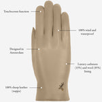 Ivy (beige) – sheepskin leather gloves with wool/cashmere lining & touchscreen feature  - Schwartz & von Halen - US - 11