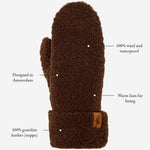 Sophia (brown) - Ultra-soft teddy mittens with warm faux fur lining  - Schwartz & von Halen - US - 12