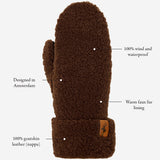 Sophia (brown) - Ultra-soft teddy mittens with warm faux fur lining  - Schwartz & von Halen - US - 12