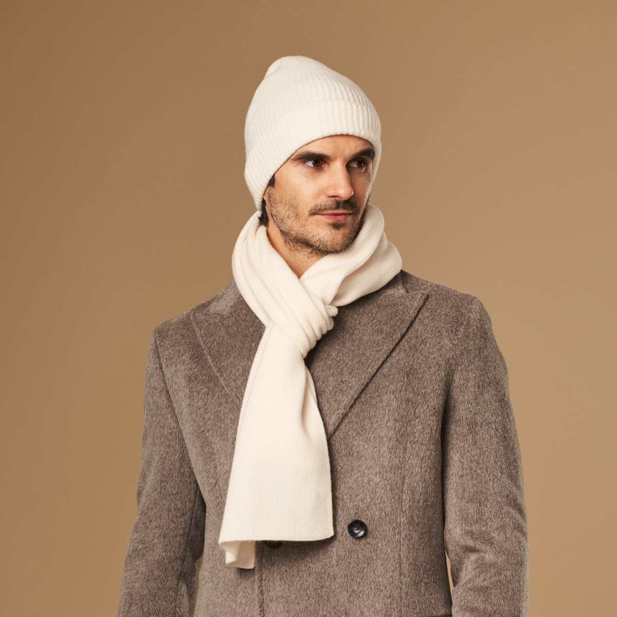 Charlie (cream) - premium scarf made of soft Merino wool (unisex) - Schwartz & von Halen - EU - 2
