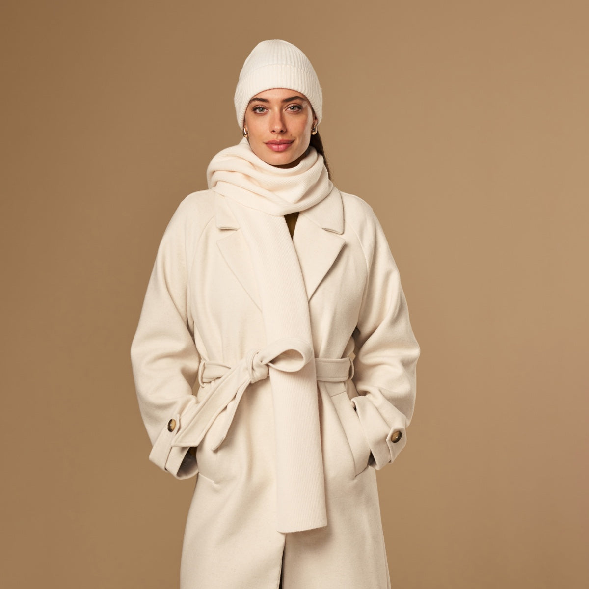 Charlie (cream) - premium scarf made of soft Merino wool (unisex) - Schwartz & von Halen - EU - 3