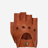 Selena (cognac) - Classic women's fingerless lambskin driving gloves