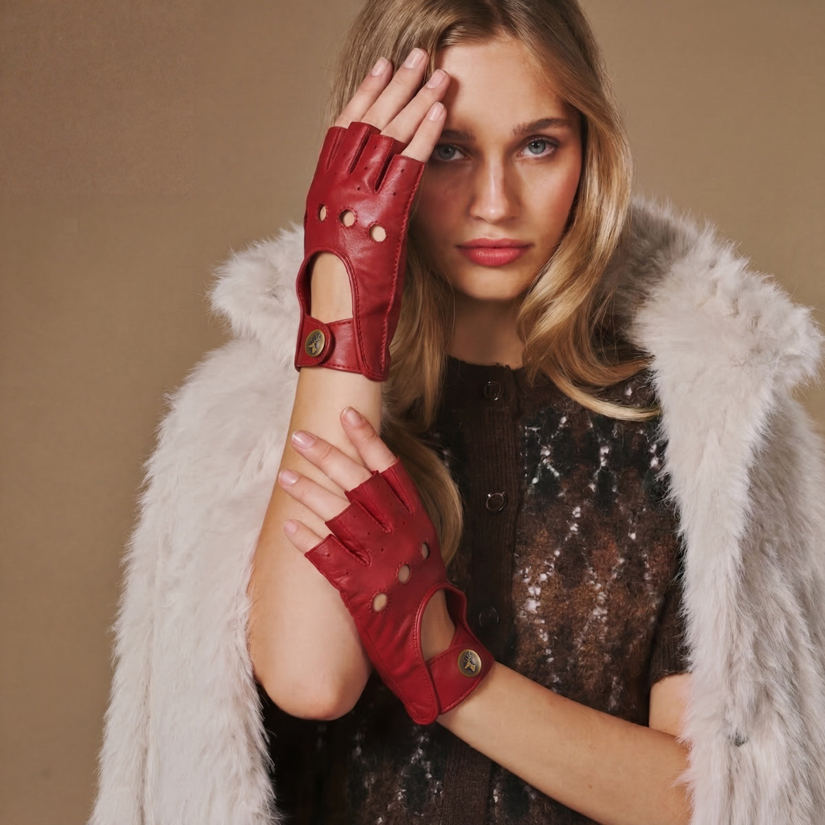 Driving Gloves - Women - Red - Lambskin XS