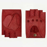 Selena (red) - Classic women's fingerless lambskin driving gloves