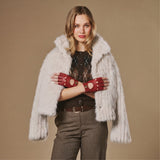 Selena (red) - Classic women's fingerless lambskin driving gloves