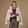 Selena (red) - Classic women's fingerless lambskin driving gloves