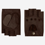 Selena (brown) - Classic women's fingerless lambskin driving gloves