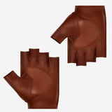 Selena (brown) - Classic women's fingerless lambskin driving gloves