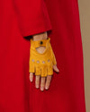 Selena (yellow) - Classic women's fingerless lambskin driving gloves