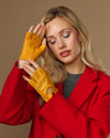 Selena (yellow) - Classic women's fingerless lambskin driving gloves