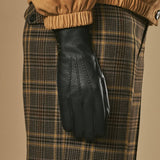 Sienna (black) – Luxurious American deerskin leather gloves with pure cashmere lining