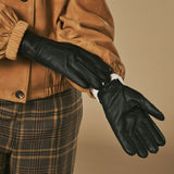 Sienna (black) – Luxurious American deerskin leather gloves with pure cashmere lining