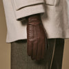 Sienna (brown) – Luxurious American deerskin leather gloves with pure cashmere lining