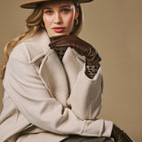 Sienna (brown) – Luxurious American deerskin leather gloves with pure cashmere lining