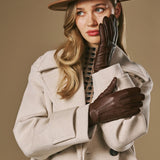 Sienna (brown) – Luxurious American deerskin leather gloves with pure cashmere lining
