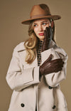 Sienna (brown) – Luxurious American deerskin leather gloves with pure cashmere lining
