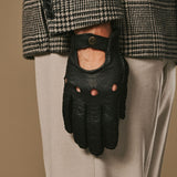 Silvio (black) - Exclusive peccary leather men's driving gloves