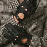 Silvio (black) - Exclusive peccary leather men's driving gloves