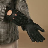 Silvio (black) - Exclusive peccary leather men's driving gloves
