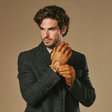 Silvio (cognac) - Exclusive peccary leather men's driving gloves
