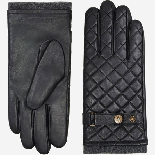 Smith (black) - sheepskin leather gloves with snaps & touchscreen feature - Schwartz & von Halen - US - 2