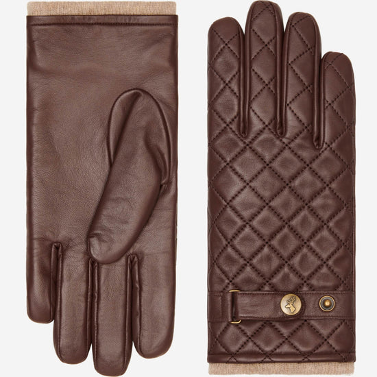 Smith (brown) - sheepskin leather gloves with snap closure & touchscreen feature - Schwartz & von Halen - US - 2