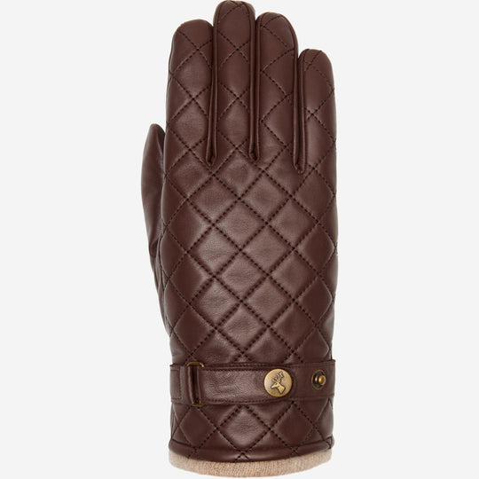 Smith (brown) - Sheepskin leather gloves with snap closure & touchscreen feature